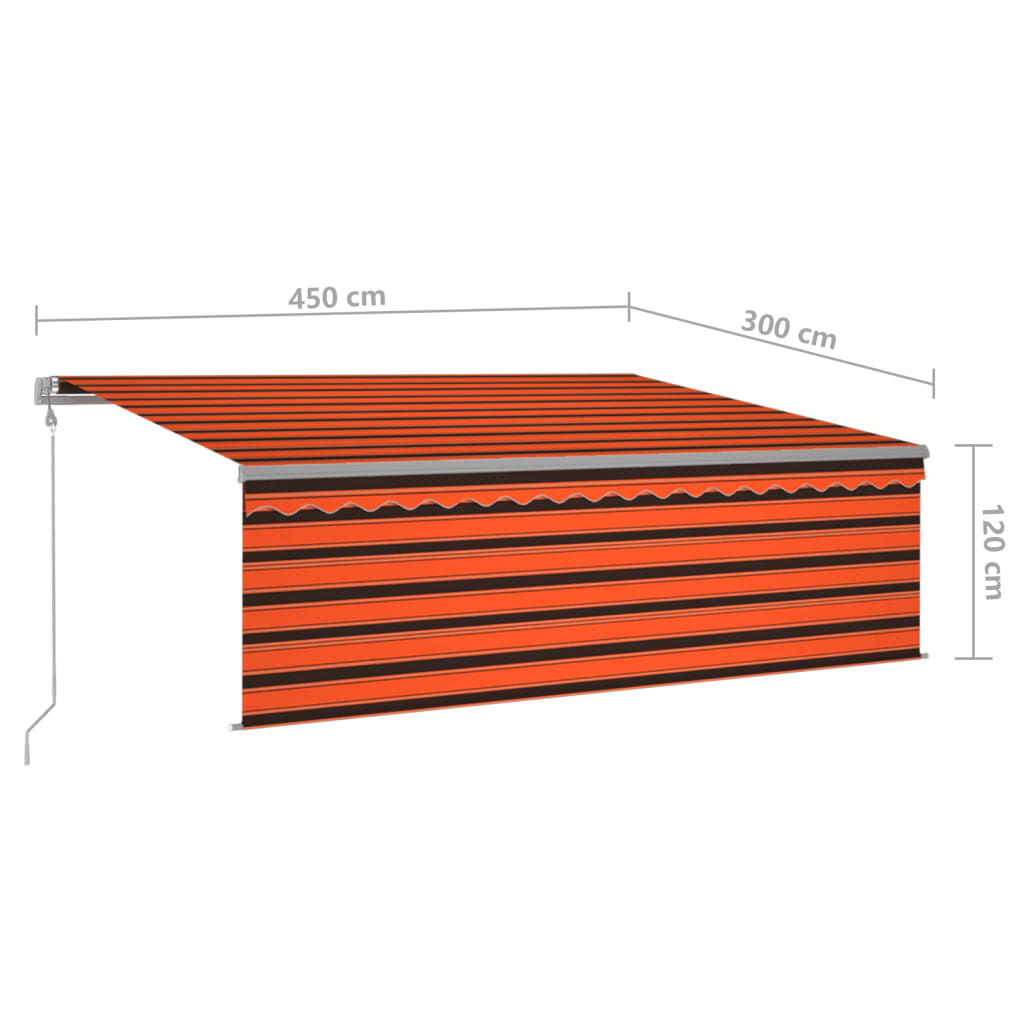 vidaXL izvelkama markīze ar žalūziju, 4,5x3 m, oranži brūna