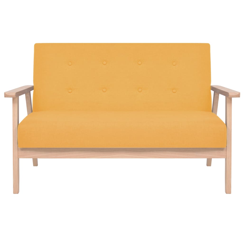 vidaXL dīvāns, divvietīgs, dzeltens audums