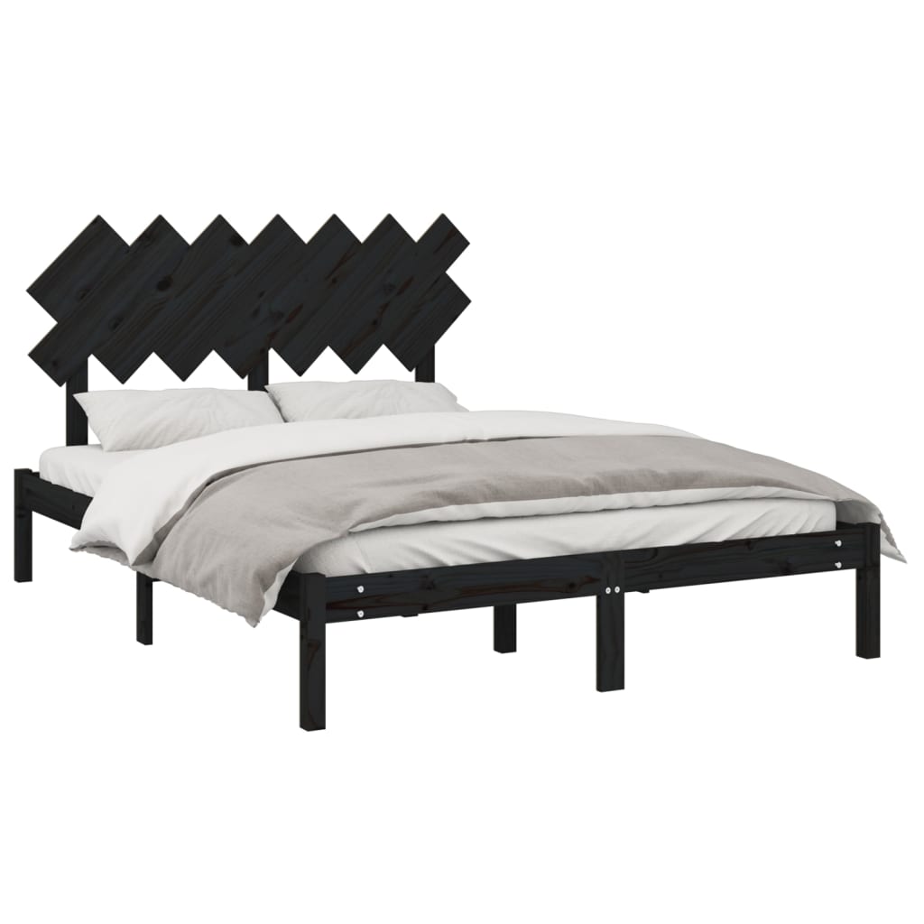 vidaXL gultas rāmis, melns, 140x200 cm, masīvkoks