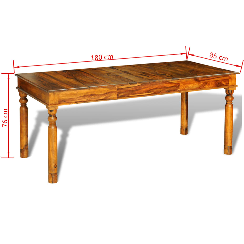 vidaXL virtuves galds, 180x85x76 cm, masīvs rožkoks