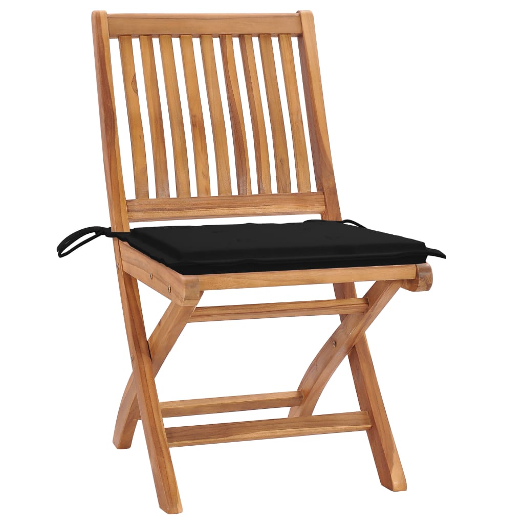 vidaXL saliekami dārza krēsli ar matračiem, 6 gab., masīvs tīkkoks