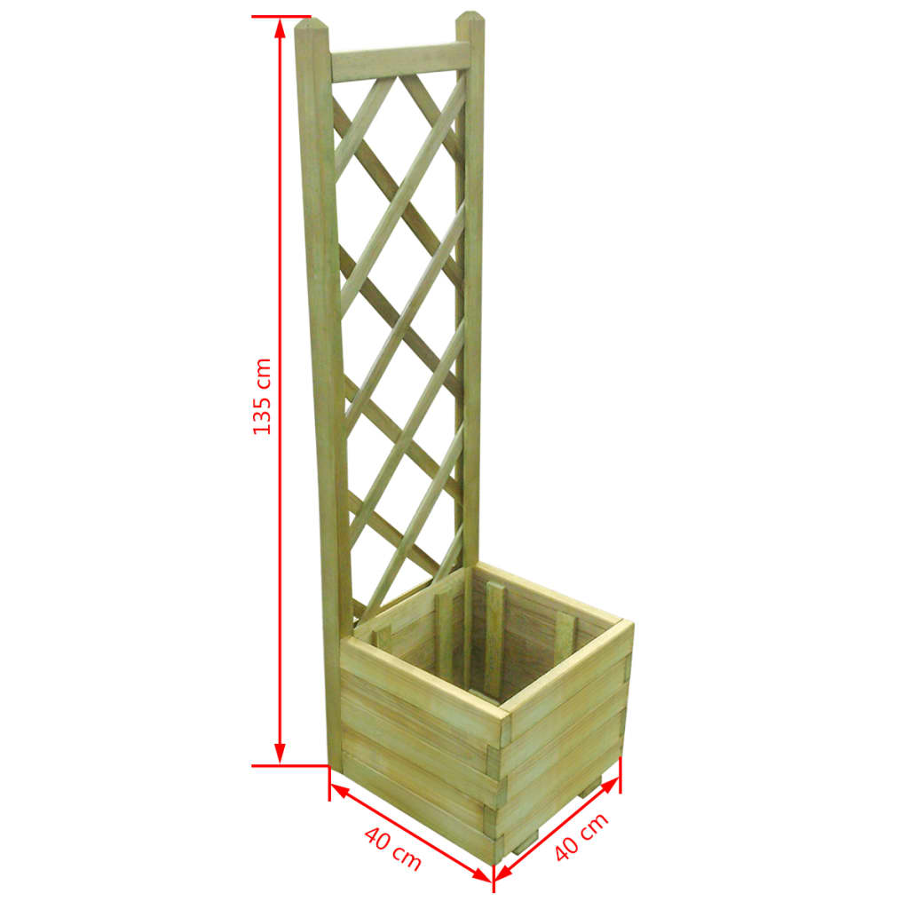 vidaXL puķu kaste ar špaleru, 40x40x135 cm, impregnēts koks