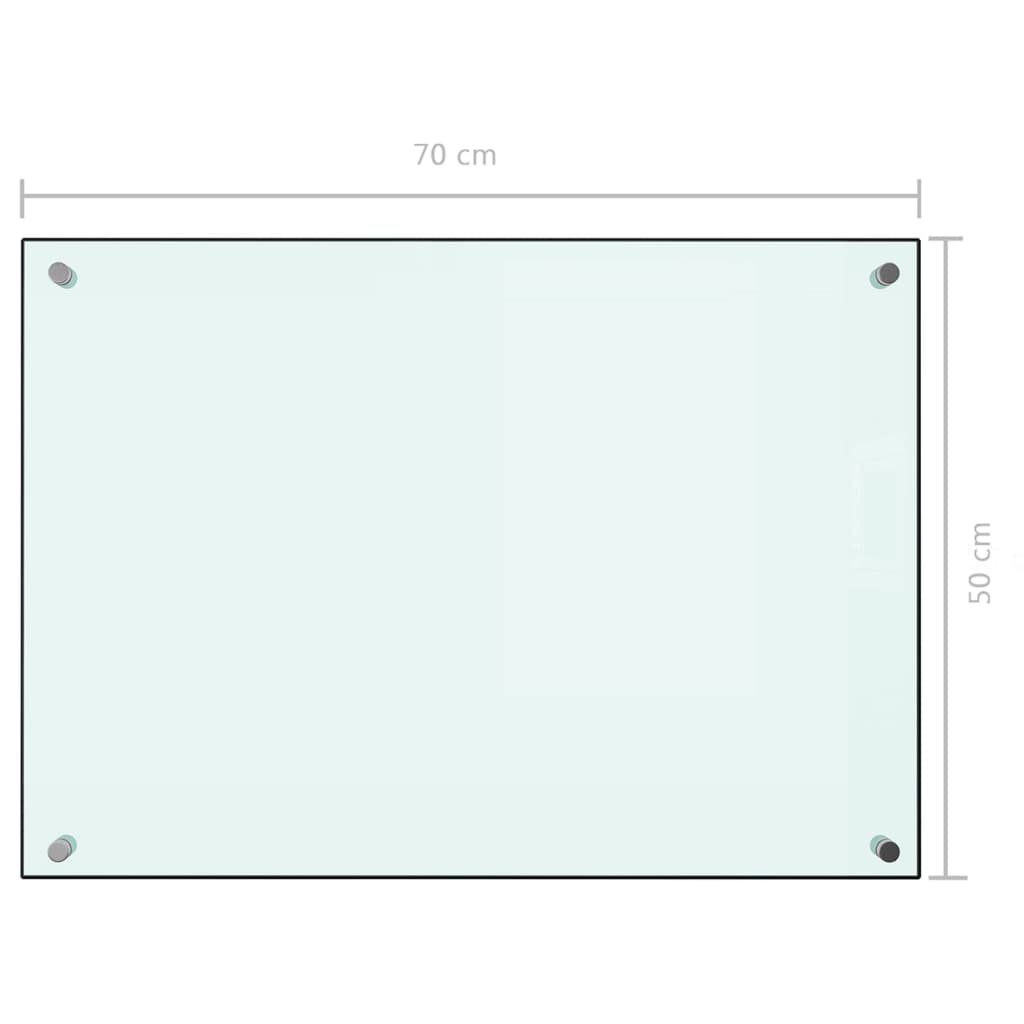 vidaXL virtuves sienas panelis, 70x50 cm, rūdīts stikls, balts