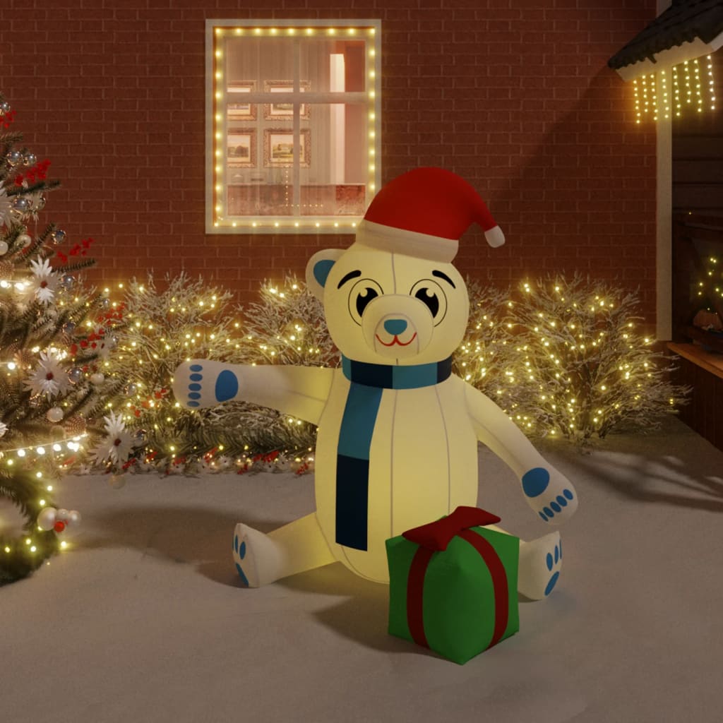 vidaXL piepūšams Ziemassvētku lācis, LED, 180 cm