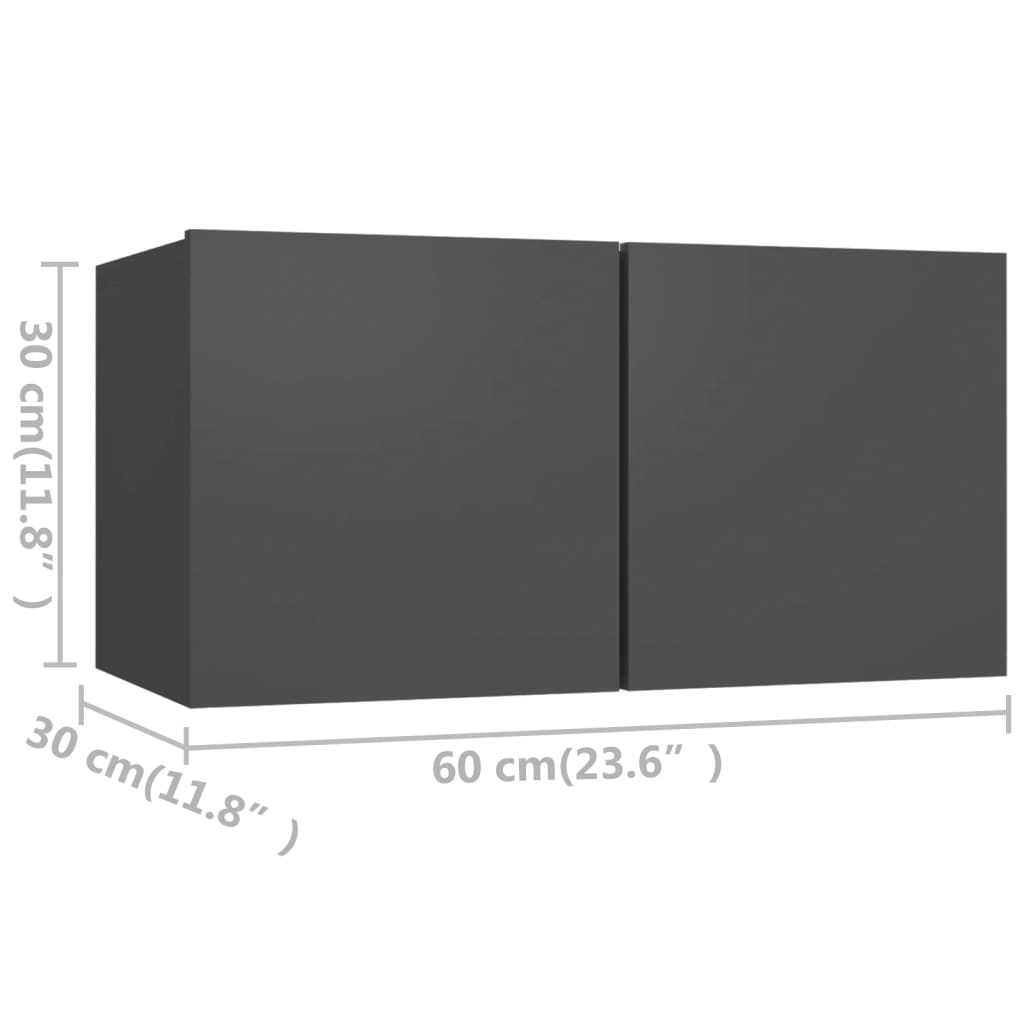 vidaXL TV plaukti, 4 gab., 60x30x30 cm, pelēka skaidu plāksne