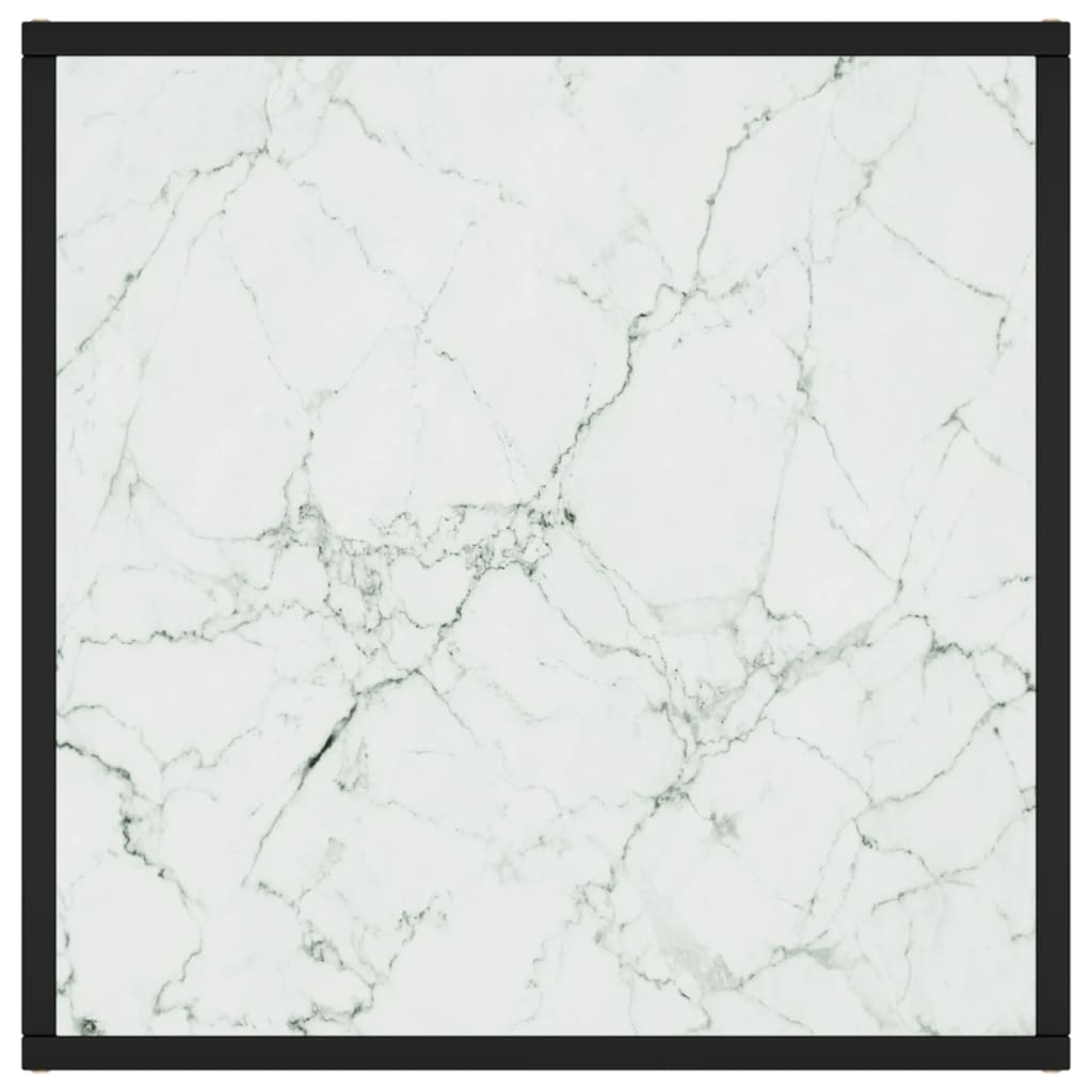 vidaXL kafijas galdiņš, 60x60x35 cm, melnbalts marmora raksts, stikls