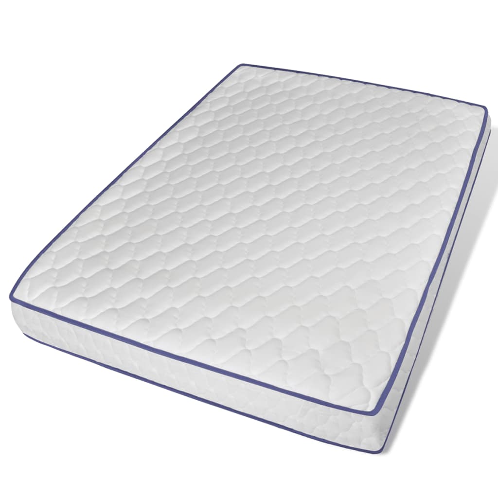 vidaXL gulta ar atmiņas efekta matraci, balta mākslīgā āda, 140x200 cm