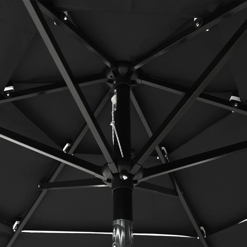 vidaXL 3-līmeņu saulessargs ar alumīnija kātu, 2 m, melns