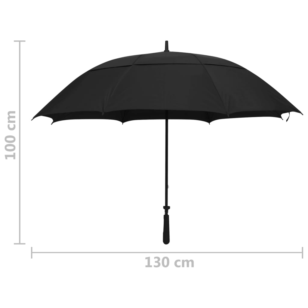 vidaXL lietussargs, melns, 130 cm
