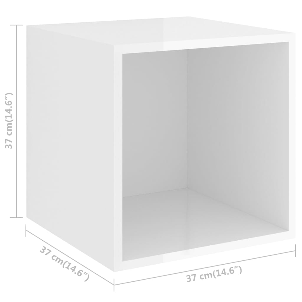 vidaXL sienas plaukts, spīdīgi balts, 37x37x37 cm, skaidu plāksne