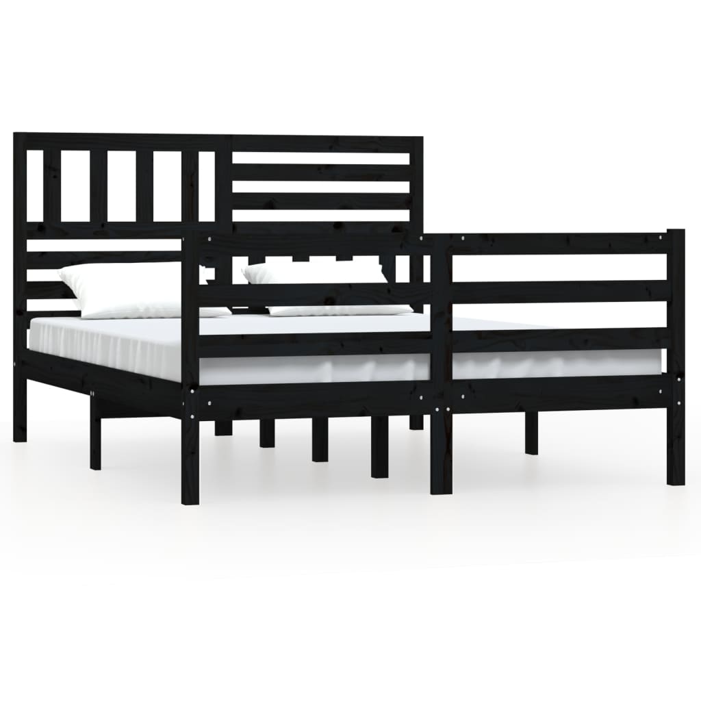 vidaXL gultas rāmis, melns, masīvkoks, 160x200 cm