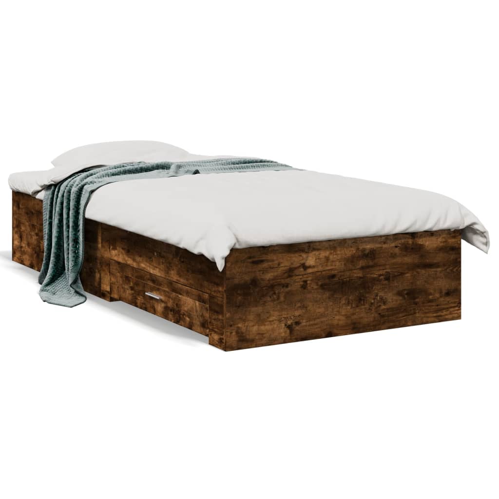 vidaXL gultas rāmis ar atvilktnēm, ozola, 90x190 cm, inženierijas koks
