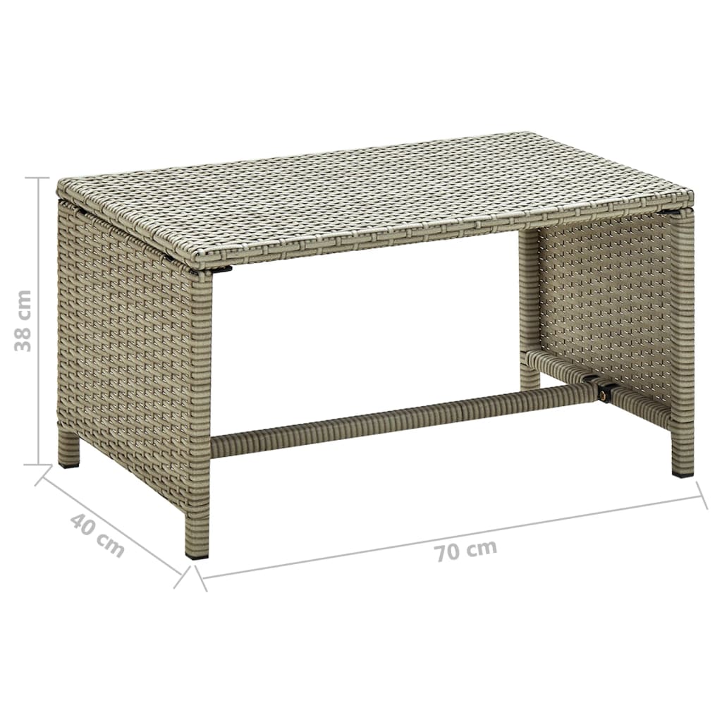 vidaXL kafijas galdiņš, bēšs, 70x40x38 cm, PE rotangpalma