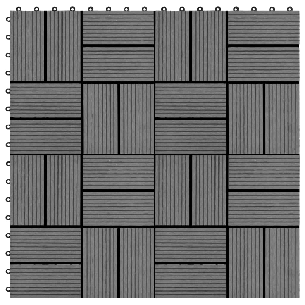 vidaXL terases flīzes, 11 gab., WPC, 30x30 cm, 1 m2, pelēkas