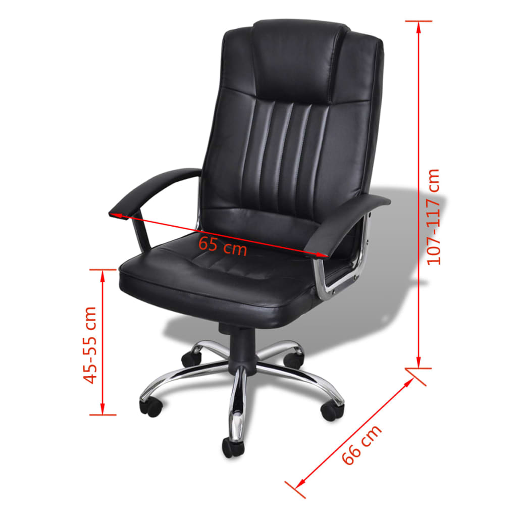 Melns biroja krēsls ar izsmalcinātu dizainu 65 x 66 x 107-117 cm