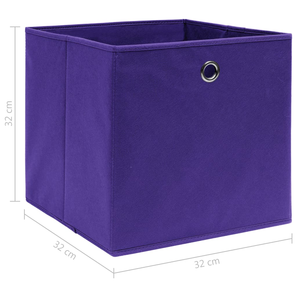 vidaXL uzglabāšanas kastes, 4 gab., violetas, 32x32x32 cm, audums