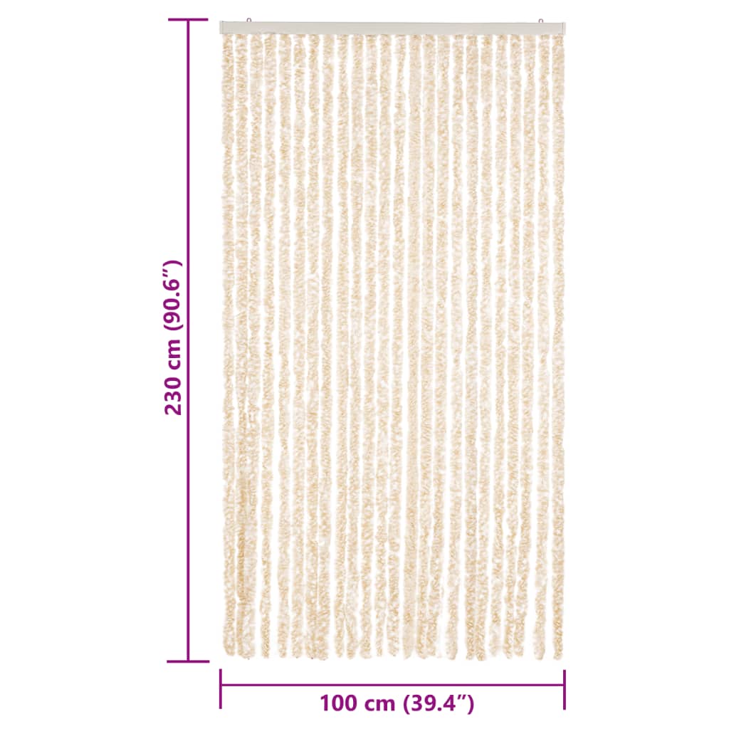 vidaXL kukaiņu aizkars, bēšs un balts, 100x230 cm, šenils