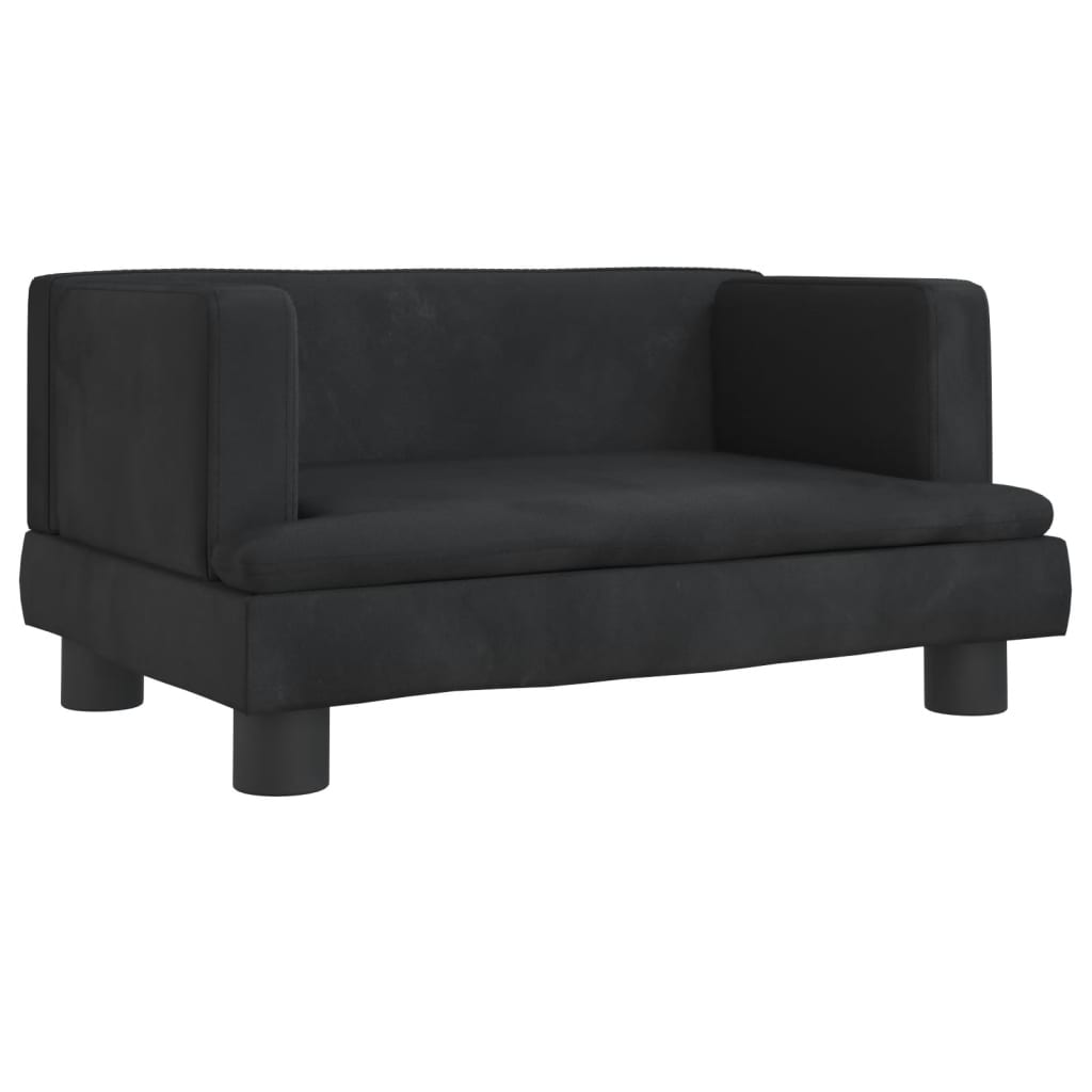 vidaXL bērnu dīvāns, melns, 60x40x30 cm, samts