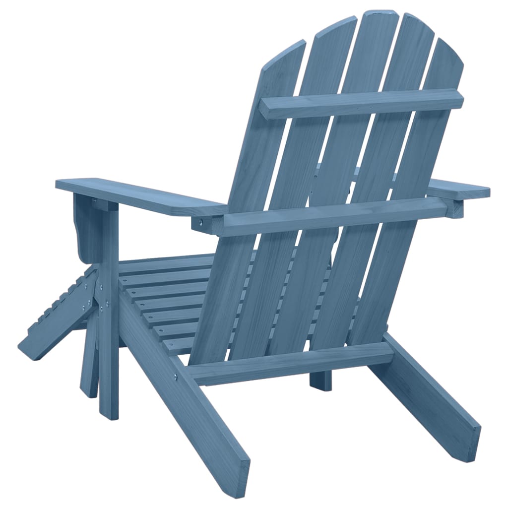 vidaXL dārza krēsls ar kāju balstu, egles masīvkoks, zils