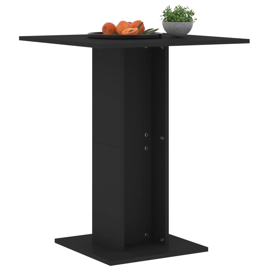 vidaXL bistro galds, melns, 60x60x75 cm, kokskaidu plāksne