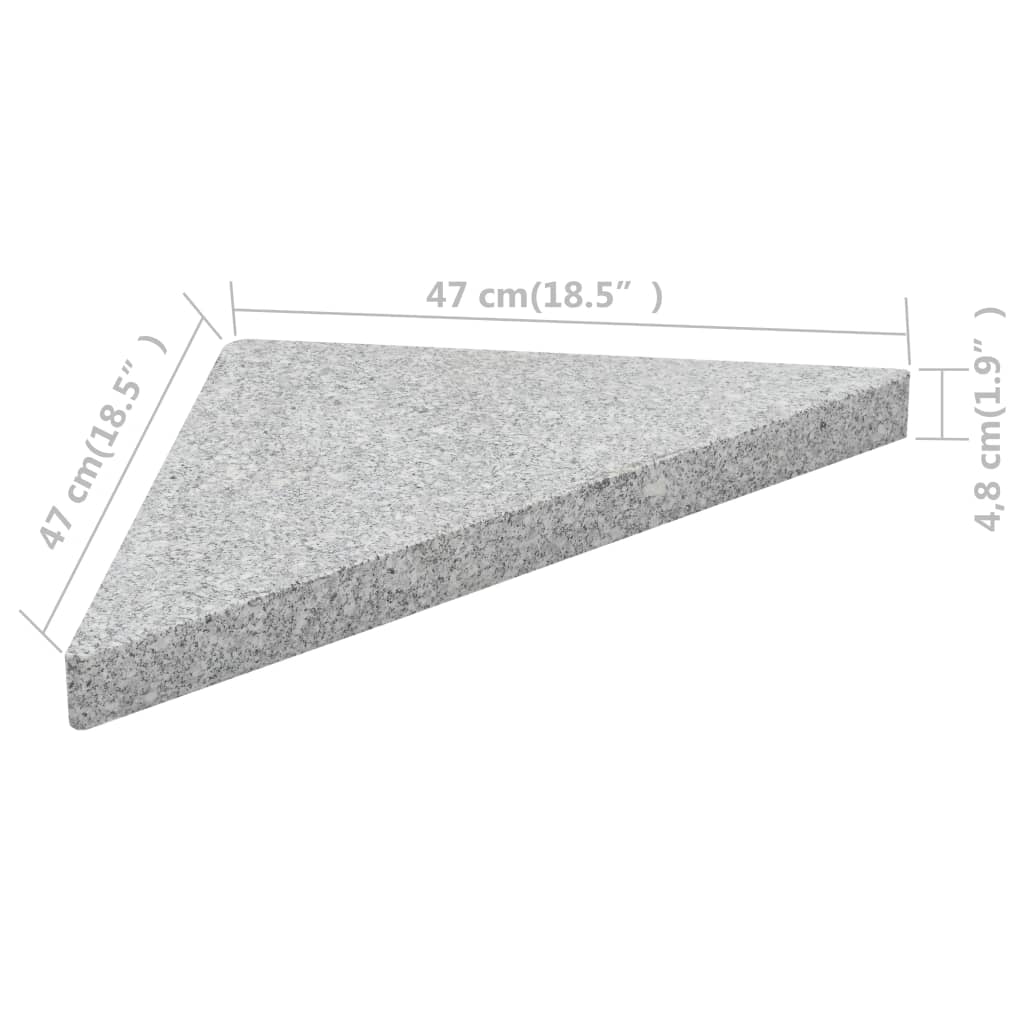 vidaXL saulessarga pamatne, 4 daļas, trīsstūrveida, pelēks granīts