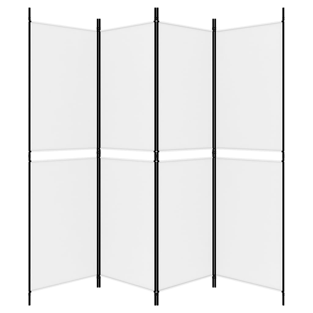 vidaXL 4-paneļu istabas aizslietnis, 200x180 cm, balts audums