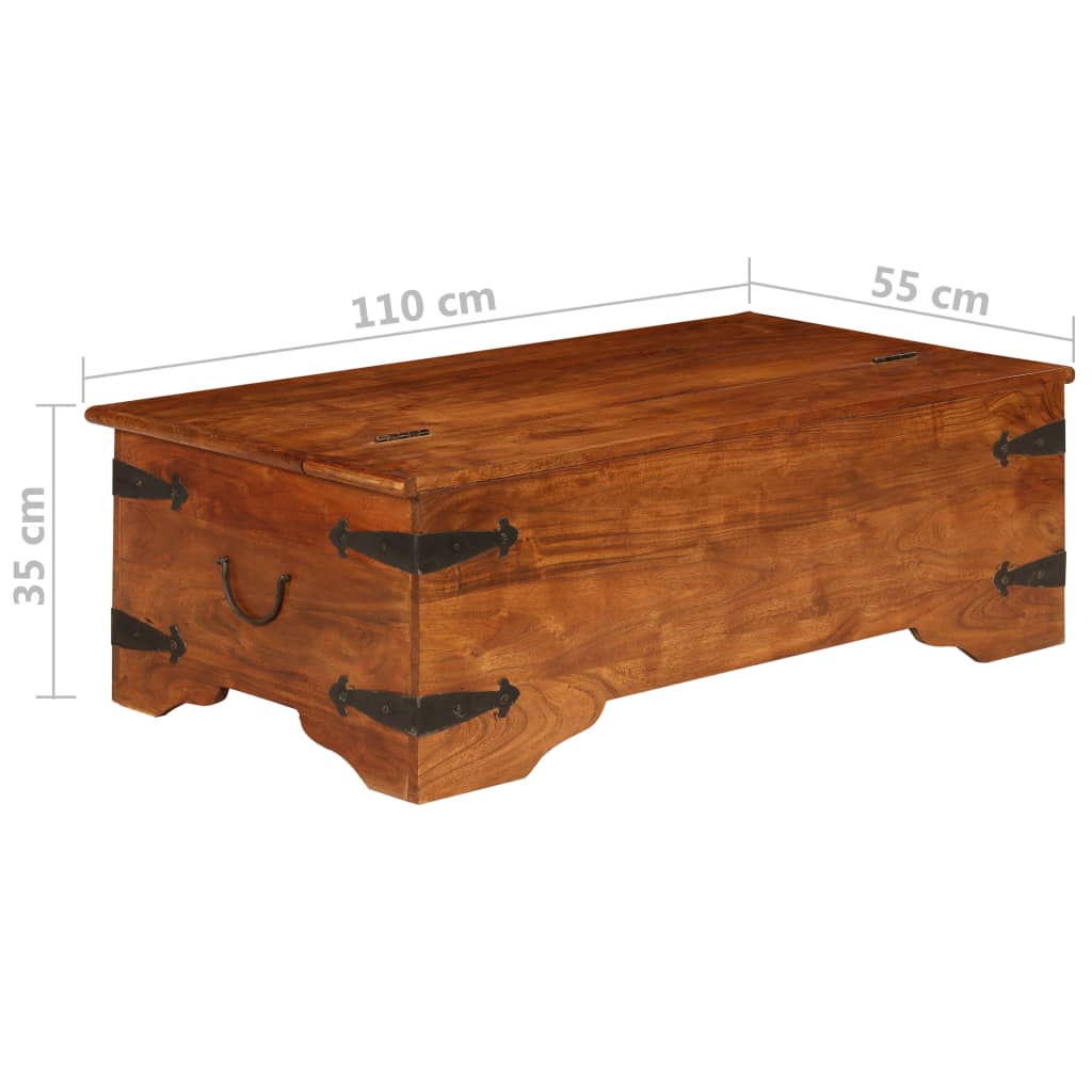 vidaXL kafijas galdiņš, 110x55x35 cm, akācijas masīvkoks, medus apdare