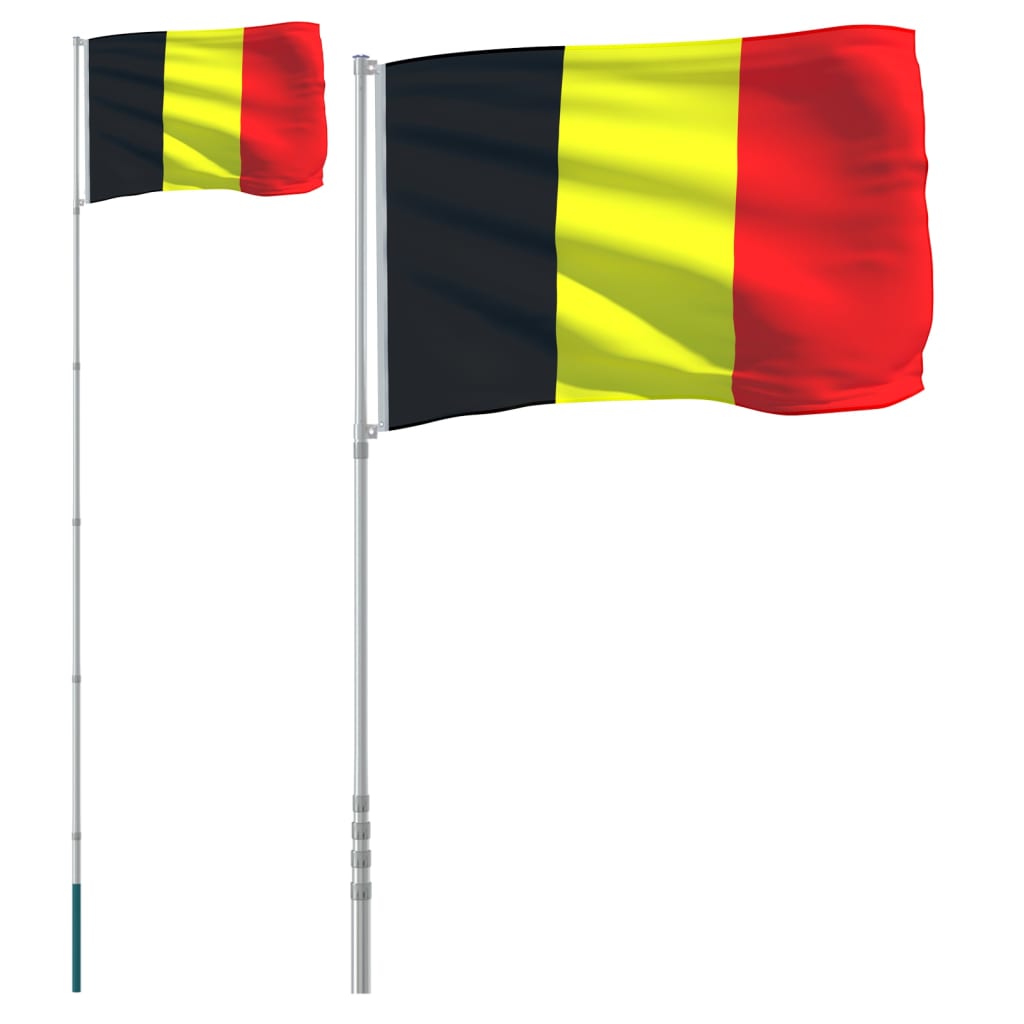vidaXL Beļģijas karogs un masts, 5,55 m, alumīnijs