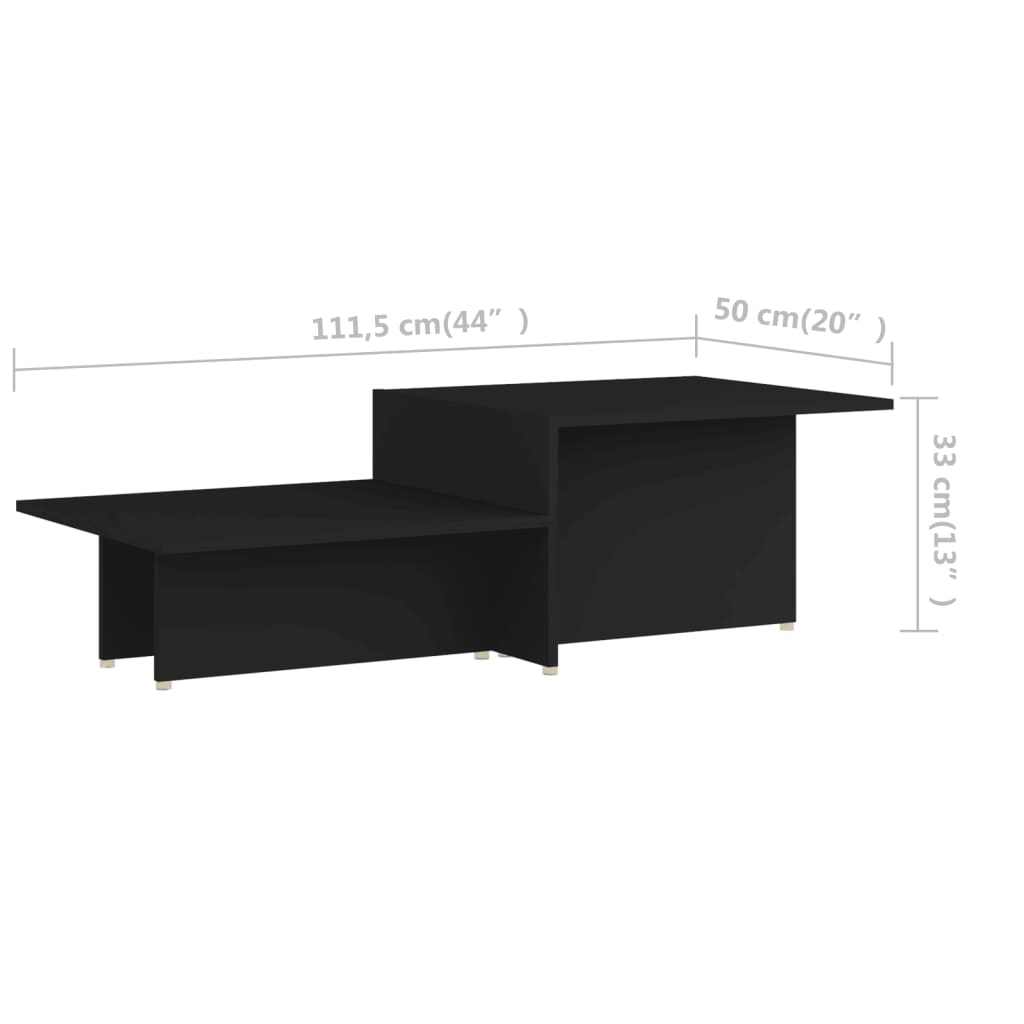 vidaXL kafijas galdiņš, melns, 111,5x50x33 cm, inženierijas koks