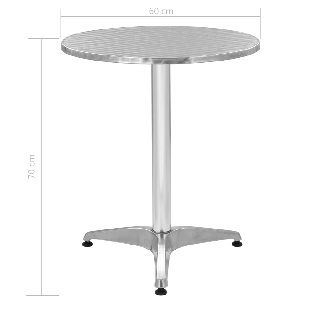vidaXL dārza galds, 60x70 cm, sudraba krāsā, alumīnijs