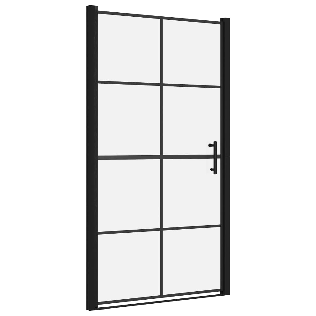 vidaXL dušas durvis, rūdīts stikls, 100x178 cm, melnas