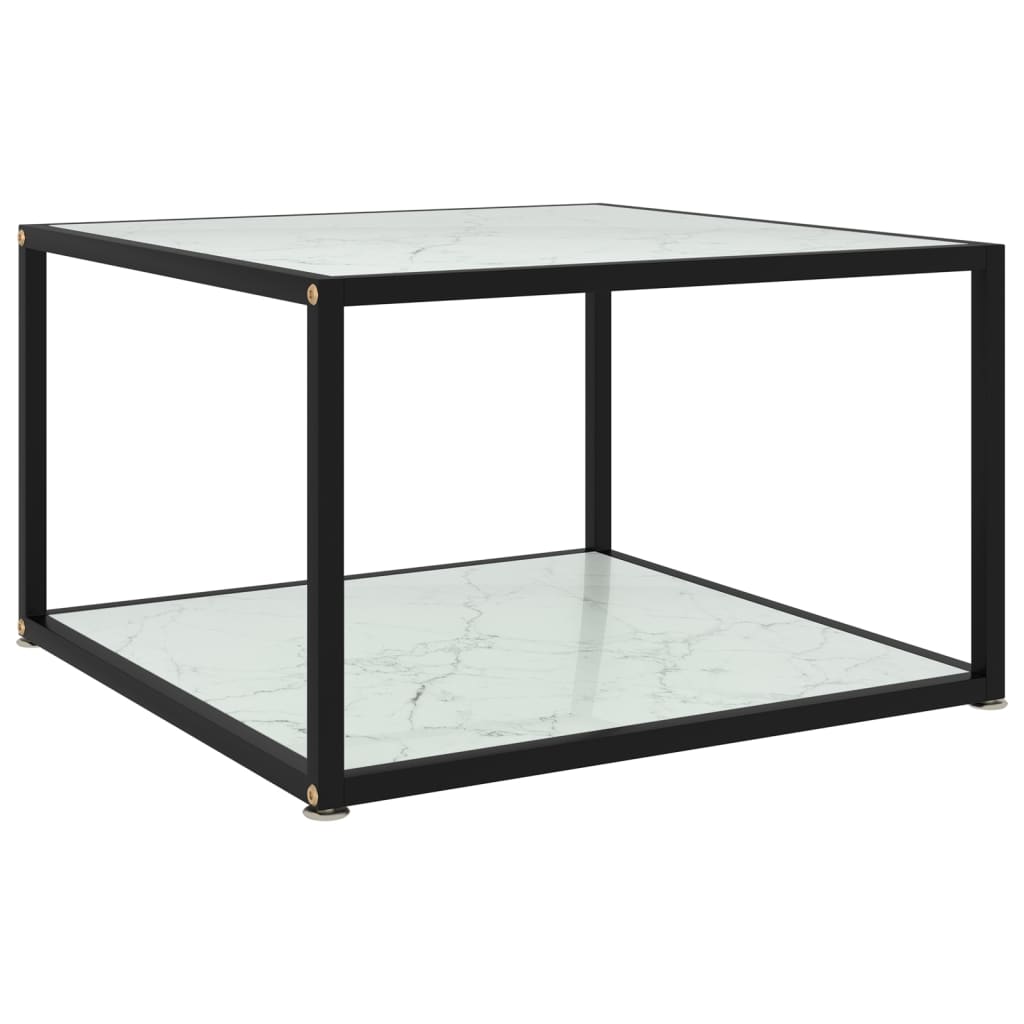 vidaXL kafijas galdiņš, balts, 60x60x35 cm, rūdīts stikls