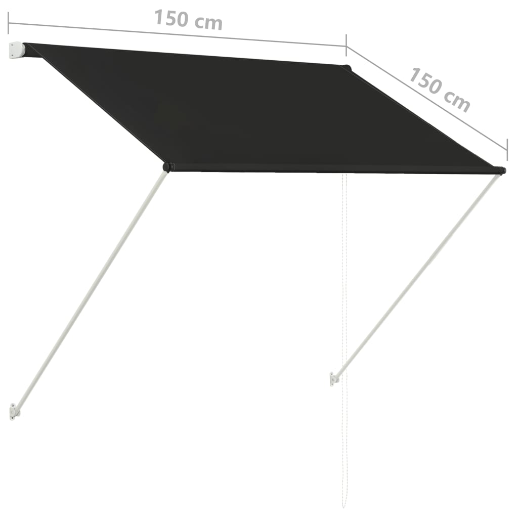 vidaXL markīze, 150x150 cm, sarullējama, antracītpelēka