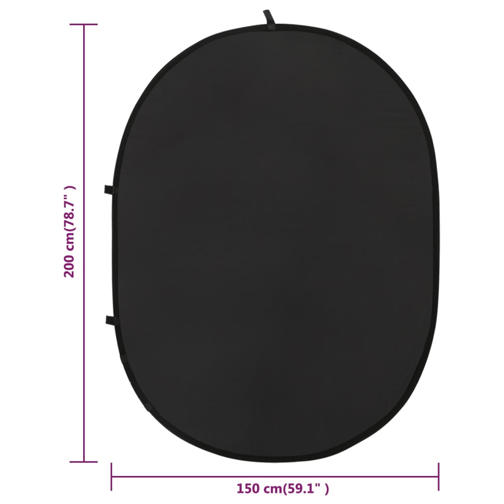 vidaXL ovāls studijas fons, melns un pelēks, 200x150 cm