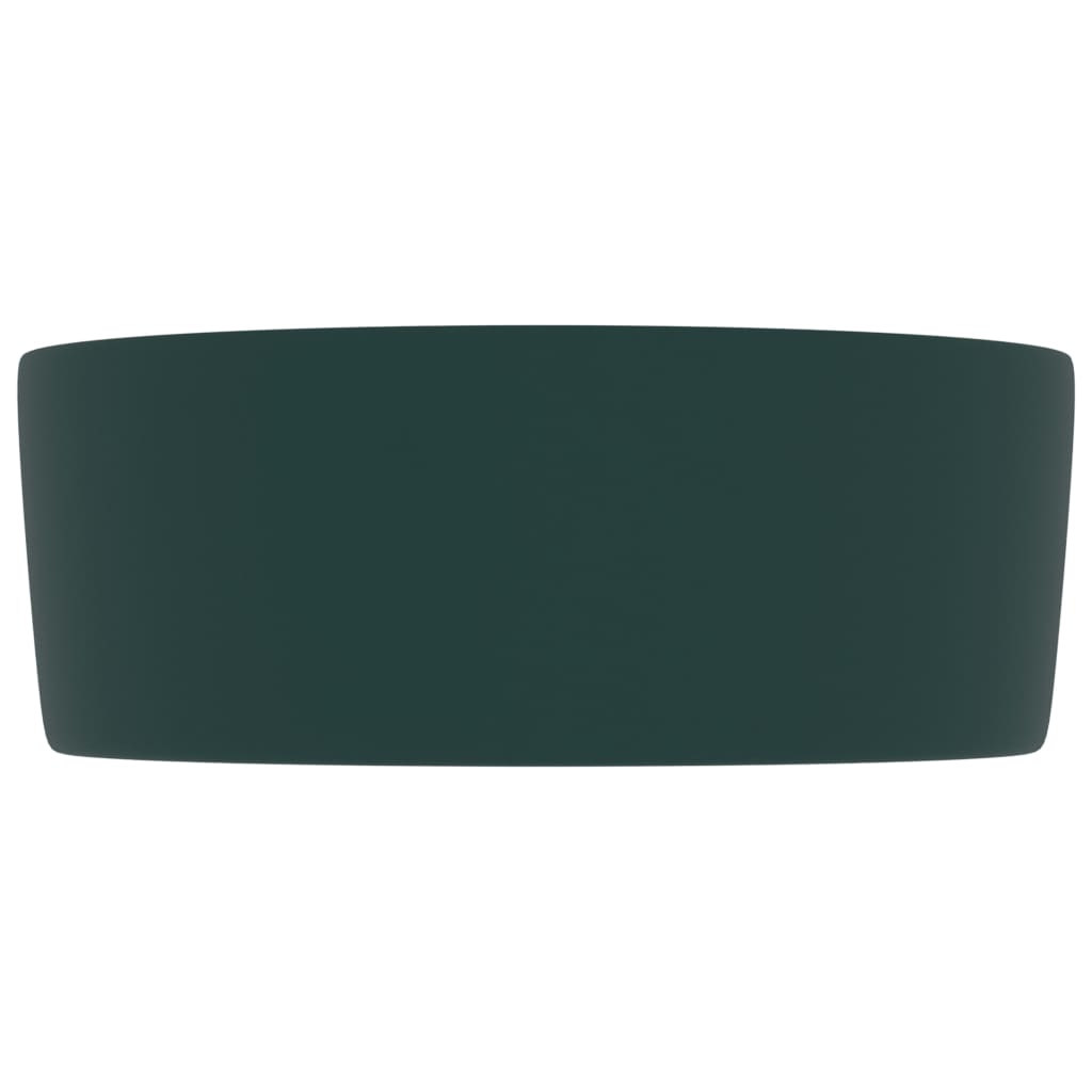vidaXL izlietne, apaļa, 40x15 cm, matēta tumši zaļa keramika