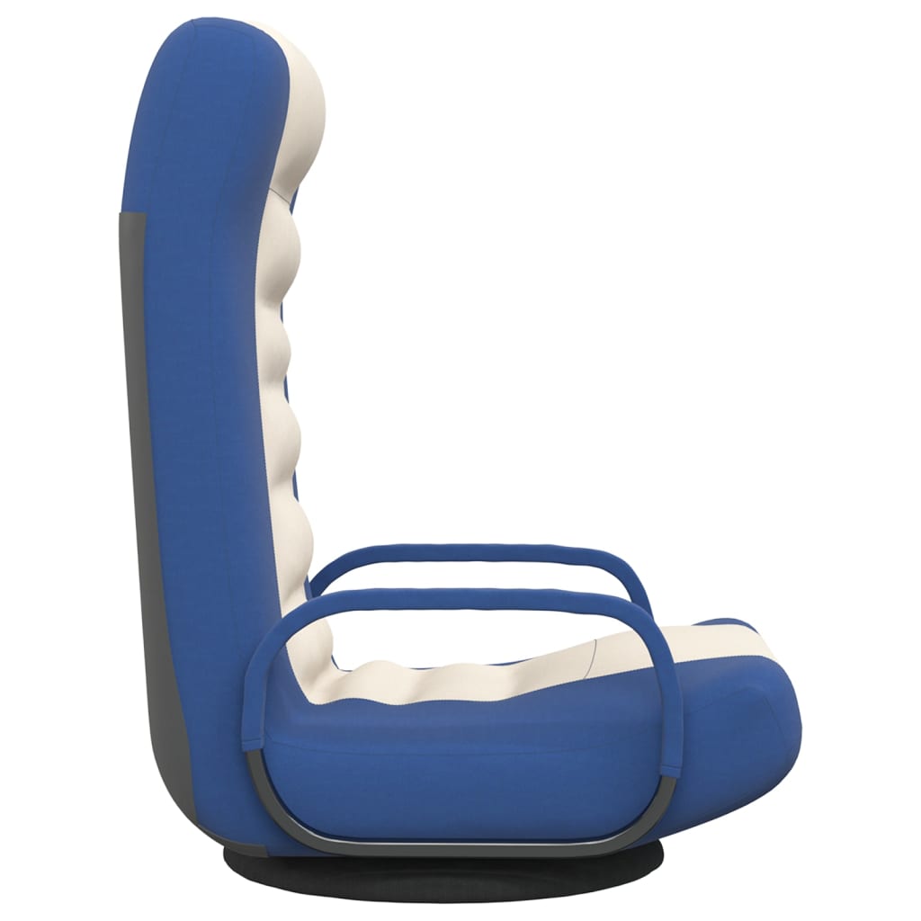 vidaXL grozāms grīdas krēsls, zils un krēmkrāsas audums