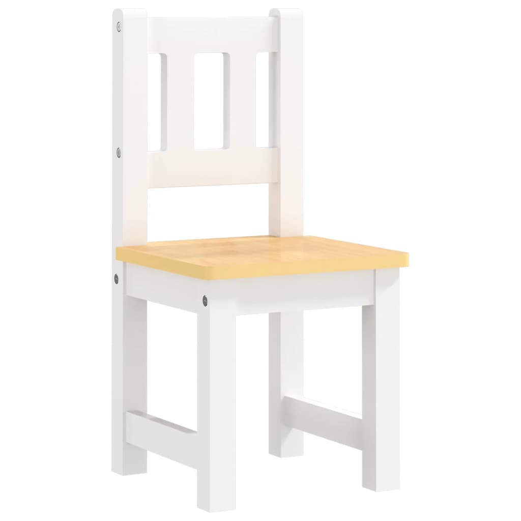 vidaXL 4-daļīgs bērnu galda un krēslu komplekts, balts ar bēšu, MDF