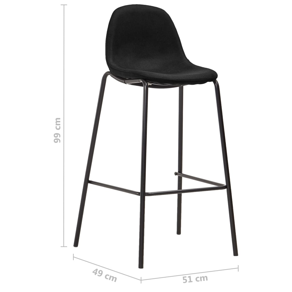 vidaXL bāra krēsli, 6 gab., melns audums