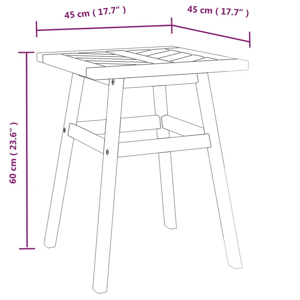 vidaXL galdiņš, 45x45x60 cm, akācijas masīvkoks