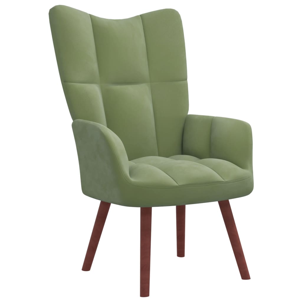 vidaXL atpūtas krēsls ar kāju balstu, gaiši zaļš samts