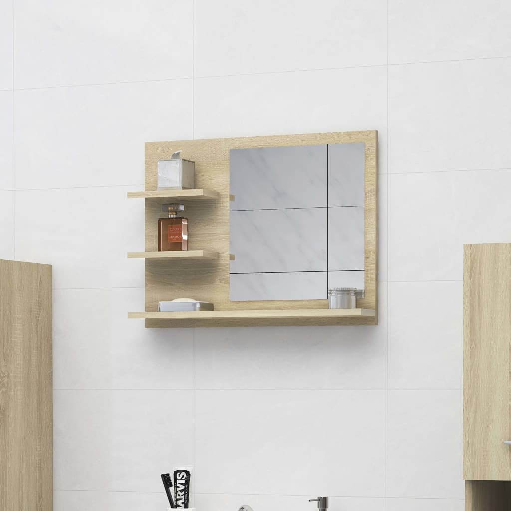 vidaXL vannasistabas spogulis, ozolkoka krāsā, 60x10,5x45 cm