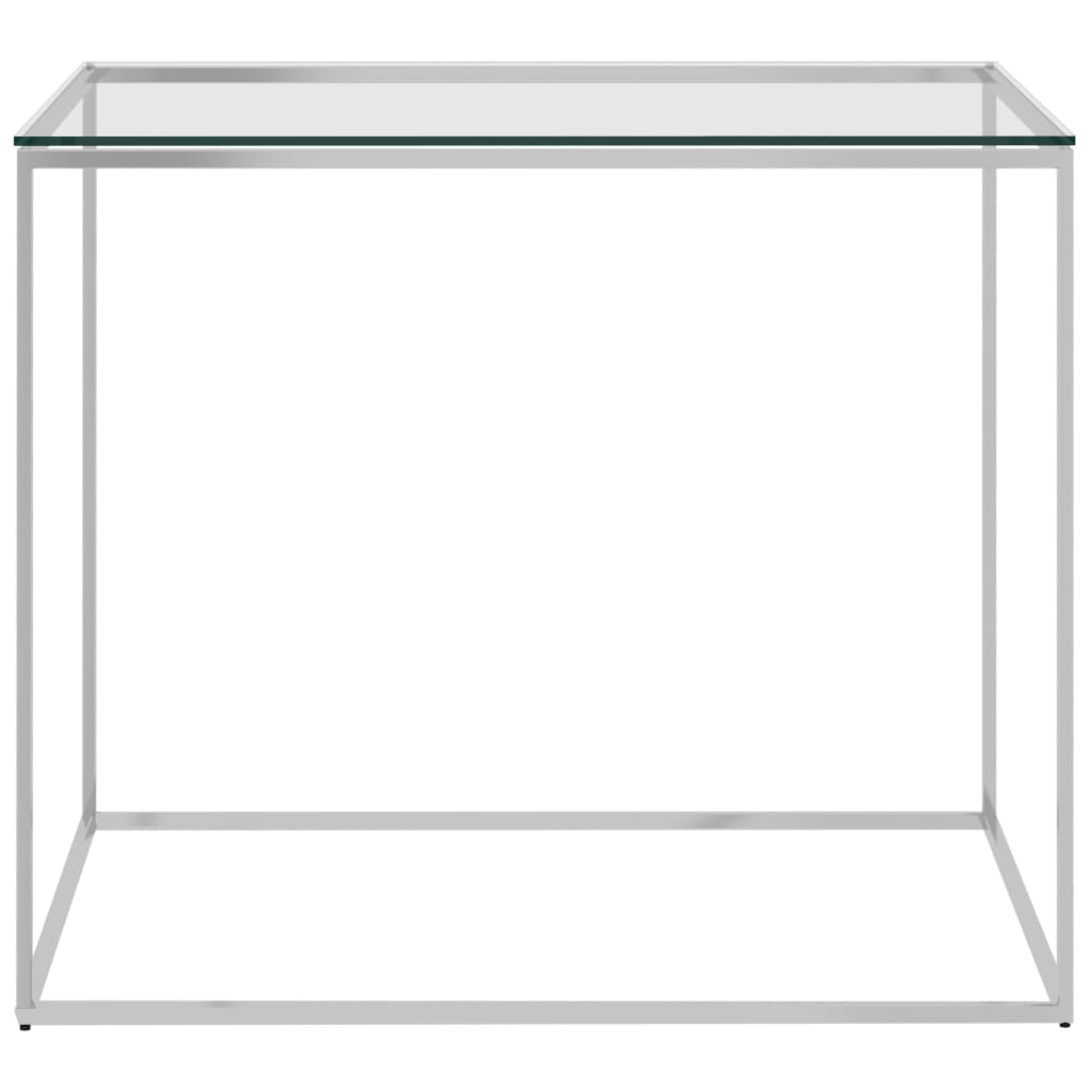vidaXL kafijas galdiņš, sudrabains, 50x50x43 cm, tērauds, stikls