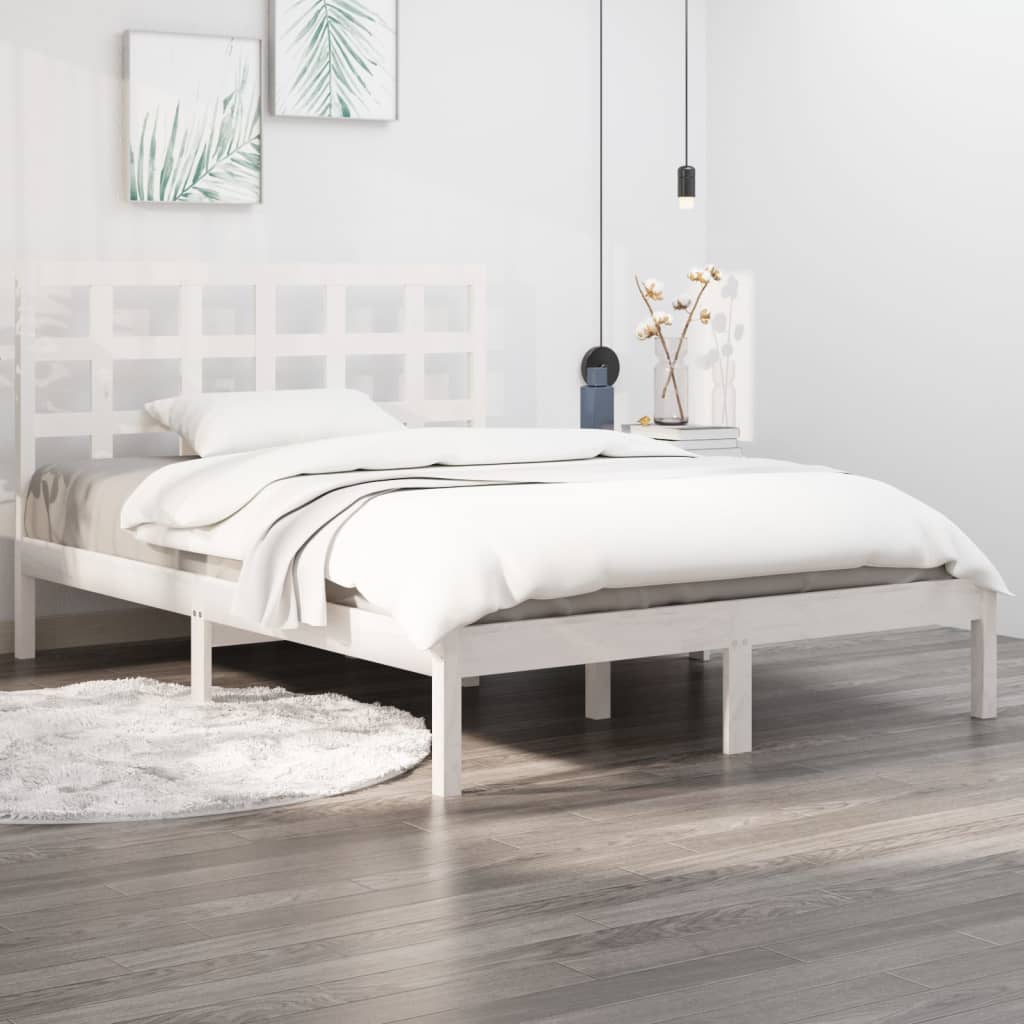 vidaXL gultas rāmis, balts, masīvkoks, 180x200 cm, liels, divvietīgs