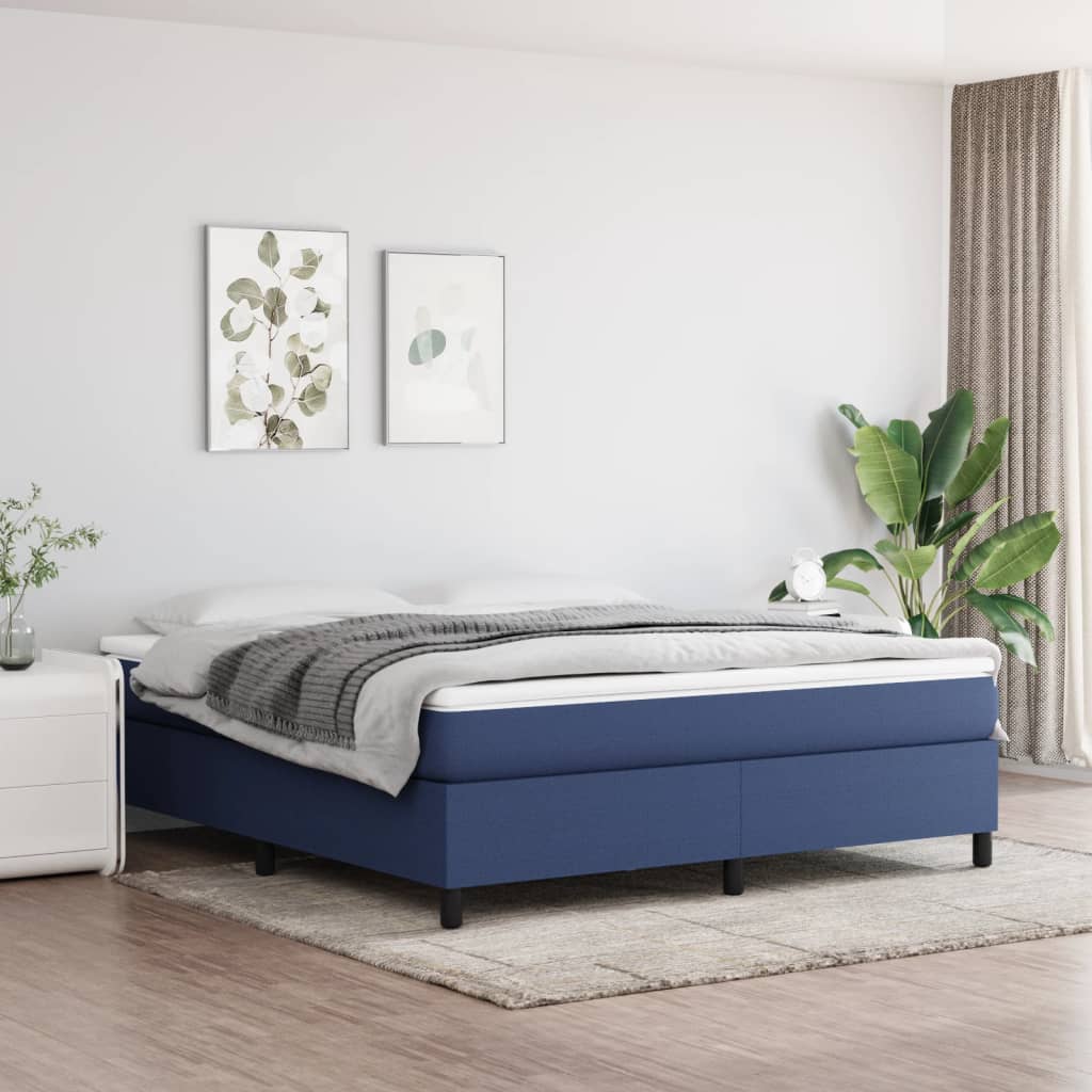 vidaXL gultas rāmis, zils, 160x200 cm, audums