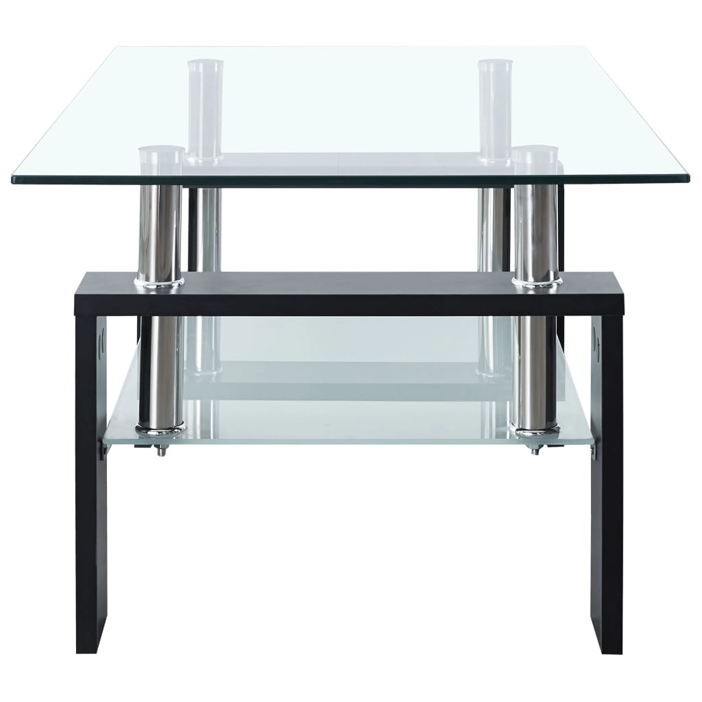 vidaXL kafijas galdiņš, 95x55x40 cm, rūdīts stikls, melns, caurspīdīgs