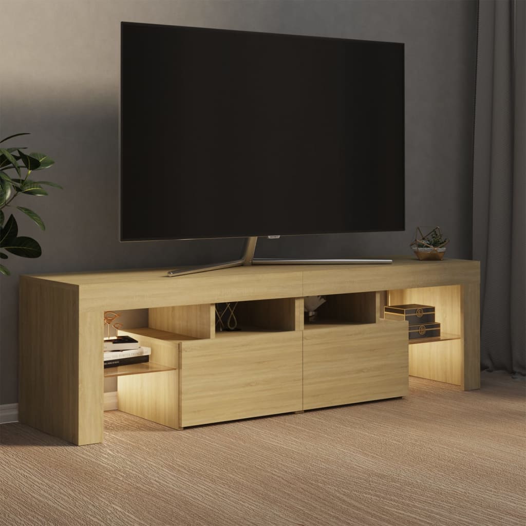 vidaXL TV skapītis ar LED lampiņām, 140x36,5x40 cm, ozolkoka krāsā