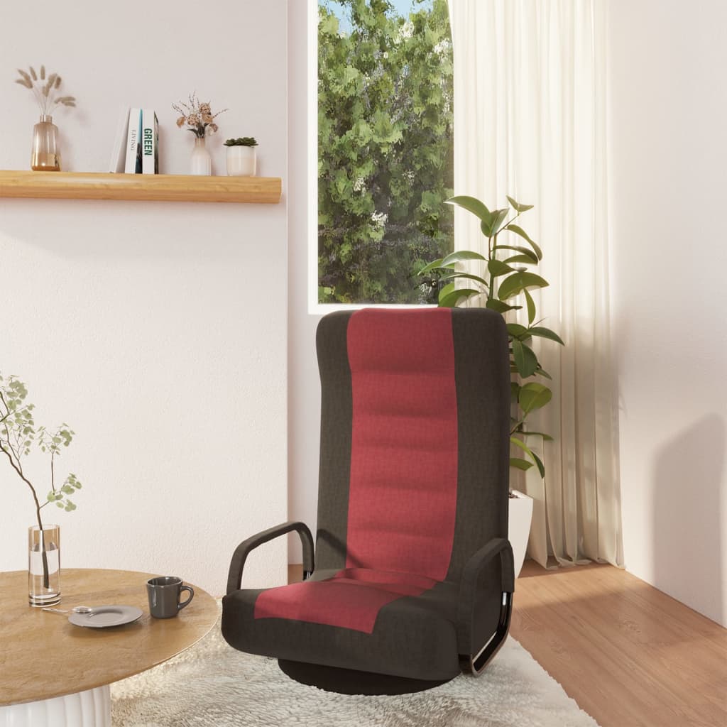 vidaXL grozāms grīdas krēsls, melns, vīnsarkans audums