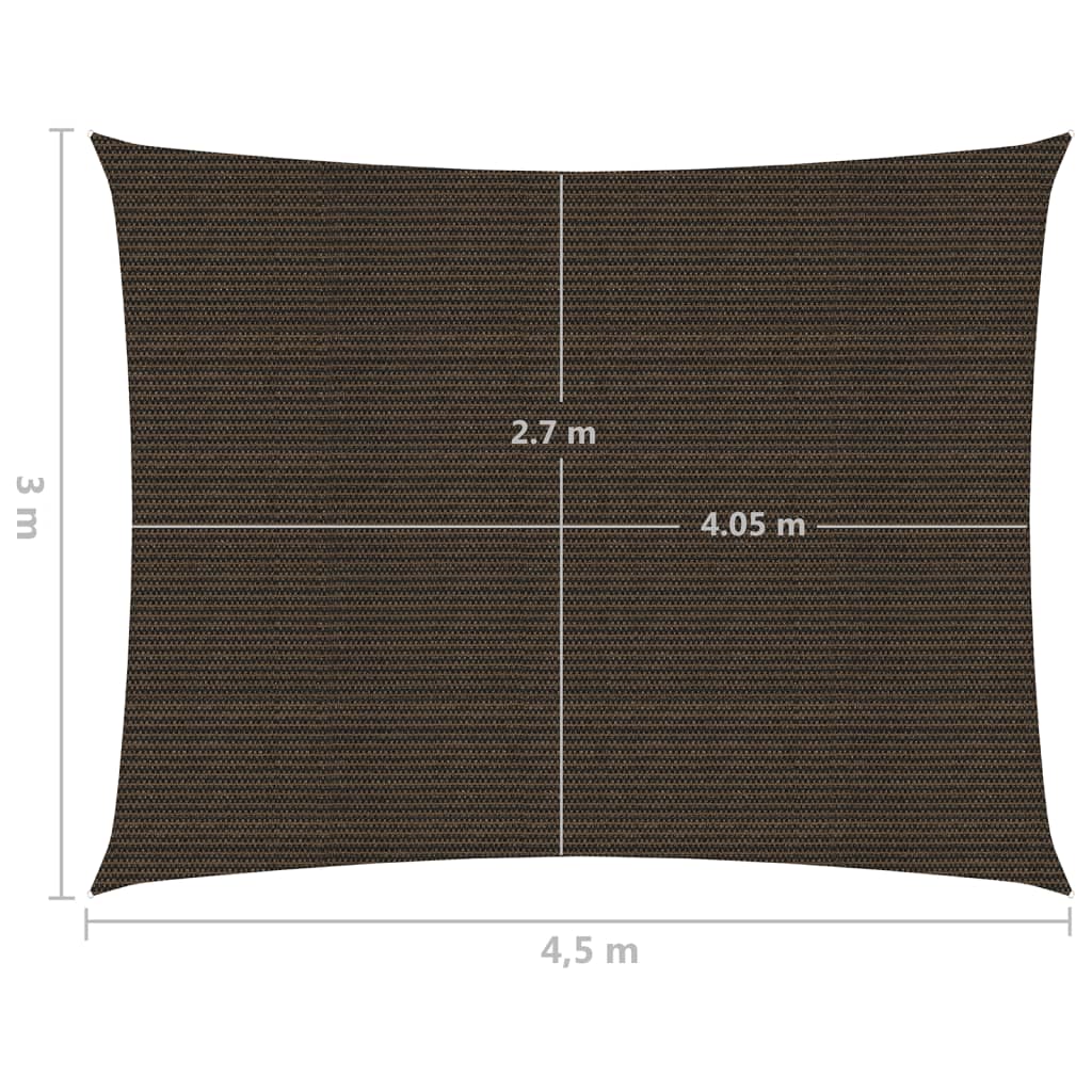 vidaXL saulessargs, 160 g/m², brūns, 3x4,5 m, HDPE