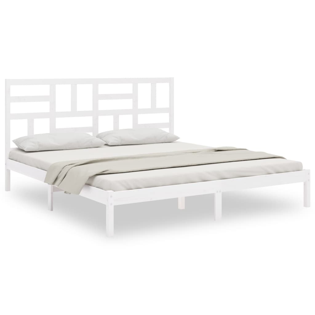vidaXL gultas rāmis, balts, masīvkoks, 200x200 cm