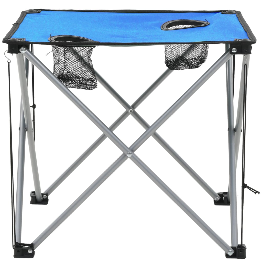 vidaXL trīsdaļīgs kempinga galda un krēslu komplekts, zils